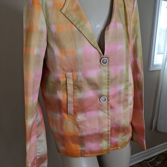 PIAZZA sempione - pastel watercolor blazer suit jacket two buttons and pockets - Picture 3 of 12